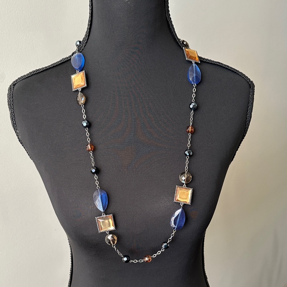 Lia Sophia Blue and Gold Geometric Necklace